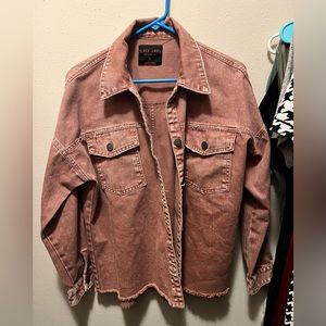 DRESSED IN LALA - Loveland Acid Wash Denim Jacket in Terracotta